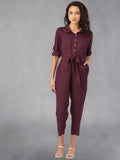 Solid Women Jumpsuit Maroon