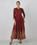 Women Ethnic Dress Black Dress Maroon